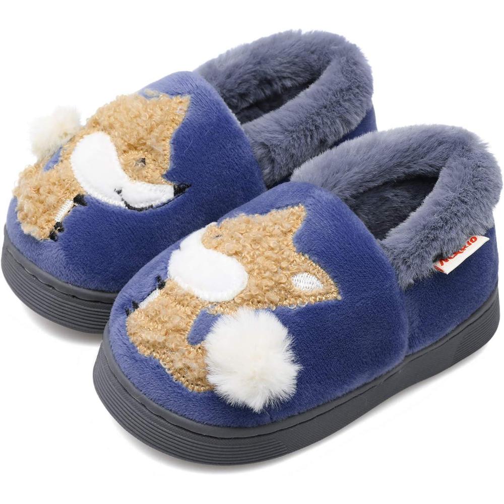 imageCentipede Demon Plush Warm Slippers for Girls Boys Kids Toddlers Winter Fur Lined Indoor House Home ShoesType2 Navy