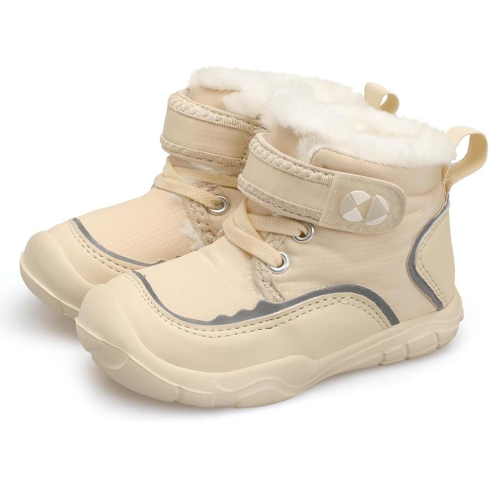 imageCentipede Demon Toddler Boots Boys Girls Winter Boots Waterproof Fleece Kids Snow Boots Faux Fur Booties Warm Walking Shoes for Indoor OutdoorBeige