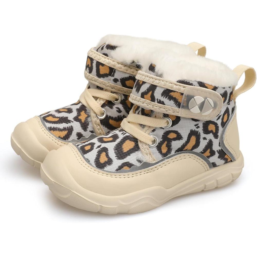 imageCentipede Demon Toddler Boots Boys Girls Winter Boots Waterproof Fleece Kids Snow Boots Faux Fur Booties Warm Walking Shoes for Indoor OutdoorBeige Leo