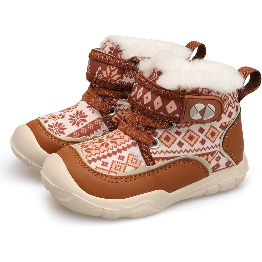 imageCentipede Demon Toddler Boots Boys Girls Winter Boots Waterproof Fleece Kids Snow Boots Faux Fur Booties Warm Walking Shoes for Indoor OutdoorBoxi Brown