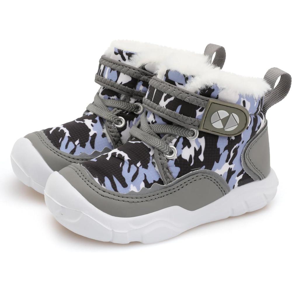 imageCentipede Demon Toddler Boots Boys Girls Winter Boots Waterproof Fleece Kids Snow Boots Faux Fur Booties Warm Walking Shoes for Indoor OutdoorGrey Camou