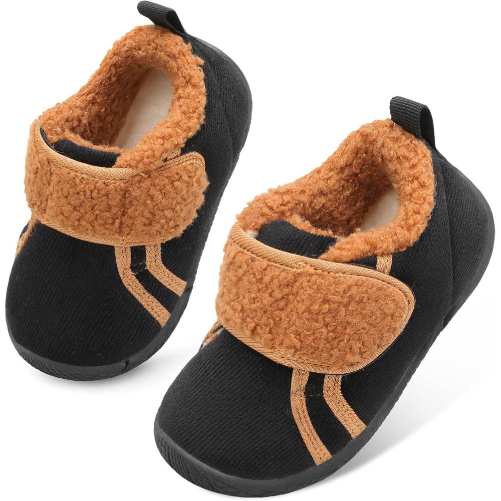 imageCentipede Demon Toddler Slippers Boys Girls Fuzzy House Slippers Kids Baby House Shoes Indoor Outdoor Winter Shoes Adjustable Warm SneakersSolid Blackbrown