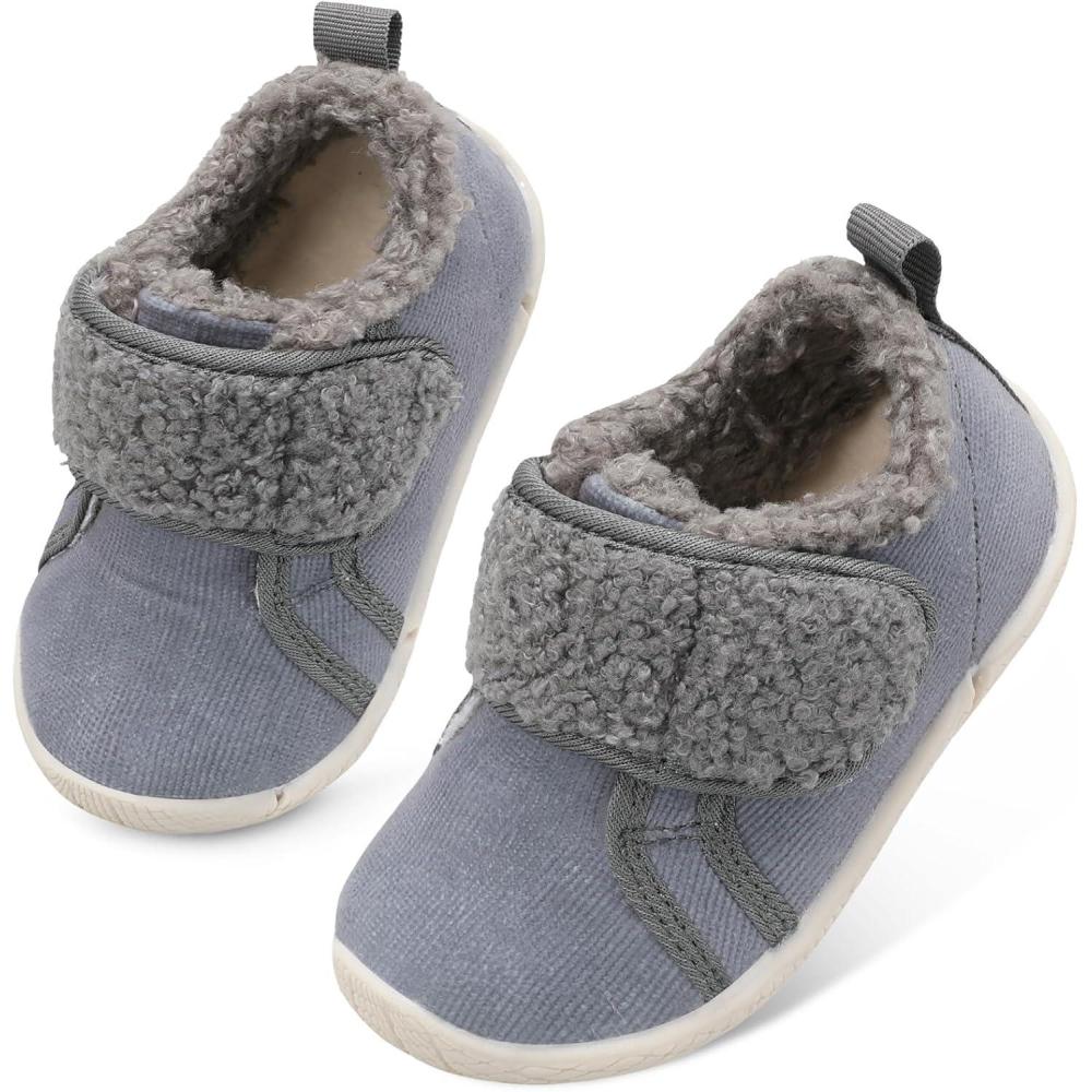 imageCentipede Demon Toddler Slippers Boys Girls Fuzzy House Slippers Kids Baby House Shoes Indoor Outdoor Winter Shoes Adjustable Warm SneakersSolid Grey