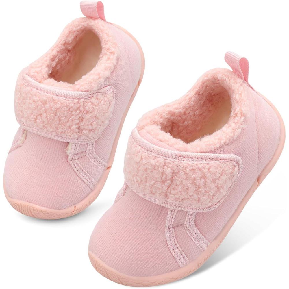 imageCentipede Demon Toddler Slippers Boys Girls Fuzzy House Slippers Kids Baby House Shoes Indoor Outdoor Winter Shoes Adjustable Warm SneakersSolid Pink