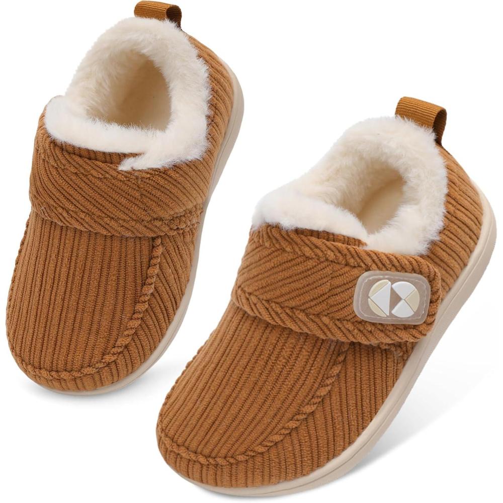 imageCentipede Demon Toddler Slippers Fuzzy Kids House Slippers Rubber Soles Toddler Winter Shoes Wide Boots for Indoor OutdoorDarkbrown