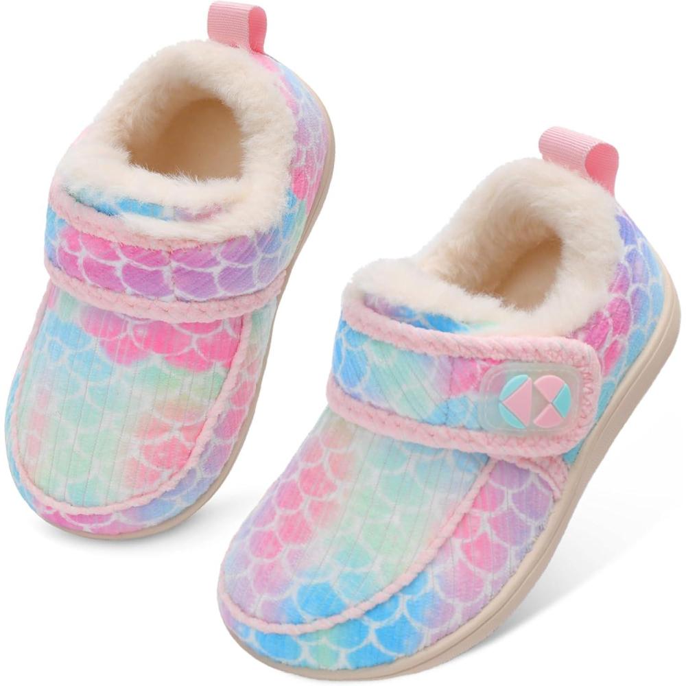 imageCentipede Demon Toddler Slippers Fuzzy Kids House Slippers Rubber Soles Toddler Winter Shoes Wide Boots for Indoor OutdoorYlpinkblue
