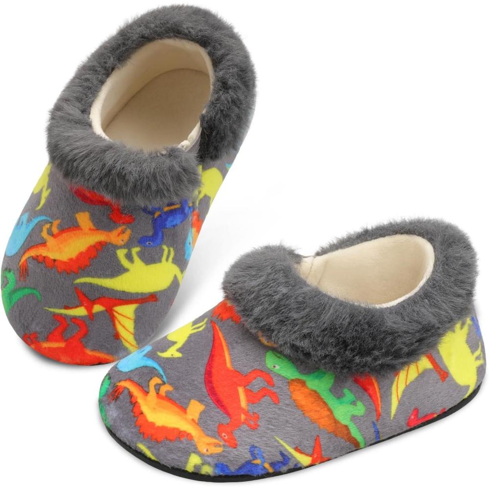 imageCentipede Demon Toddler Slippers for Boys Girls Slip on Kids Baby Toddlers House Shoes Lightweight Barefoot Furry Sock Shoes Indoor Outdoor Warm Walking ShoesPa Greydinosaur