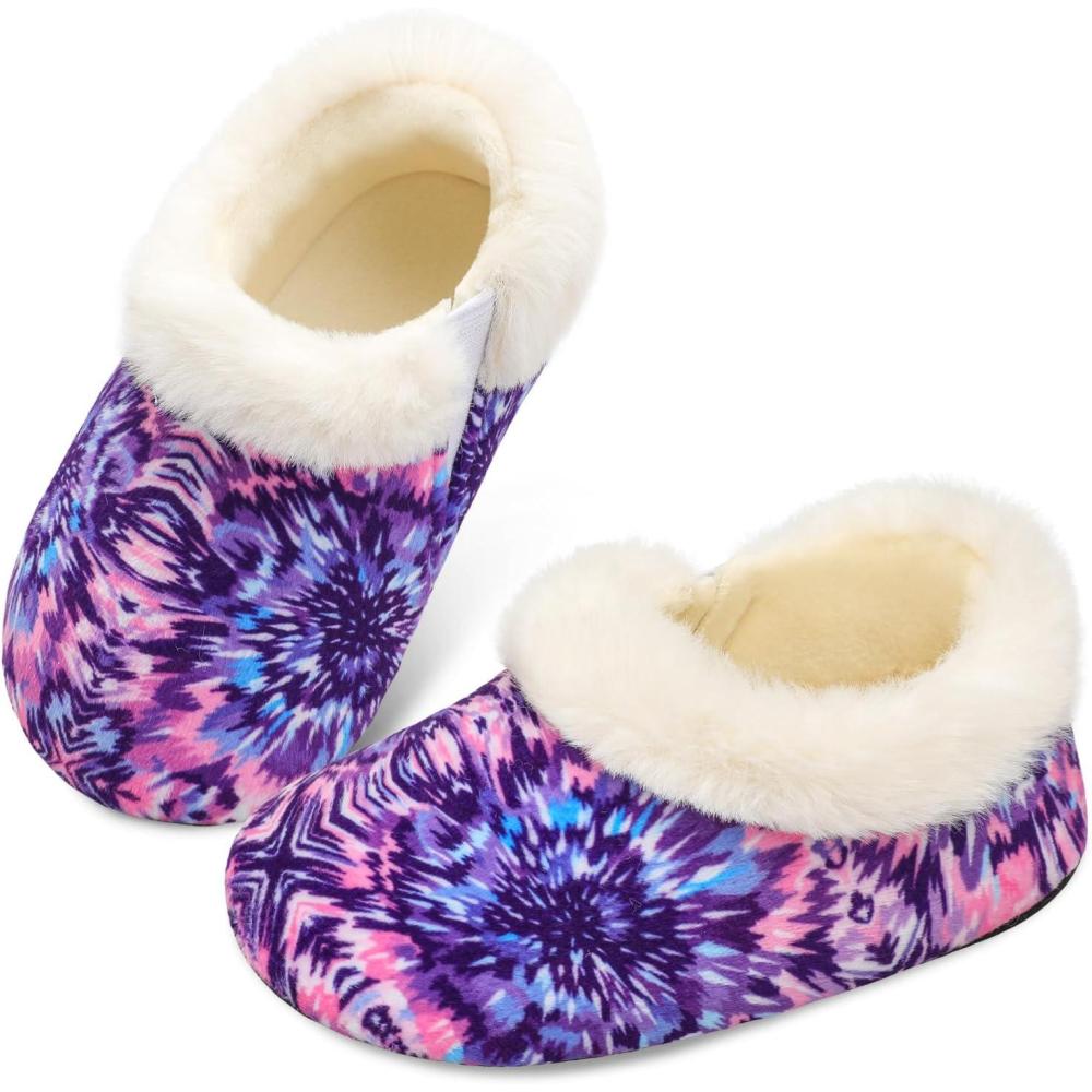 imageCentipede Demon Toddler Slippers for Boys Girls Slip on Kids Baby Toddlers House Shoes Lightweight Barefoot Furry Sock Shoes Indoor Outdoor Warm Walking ShoesPina Flower