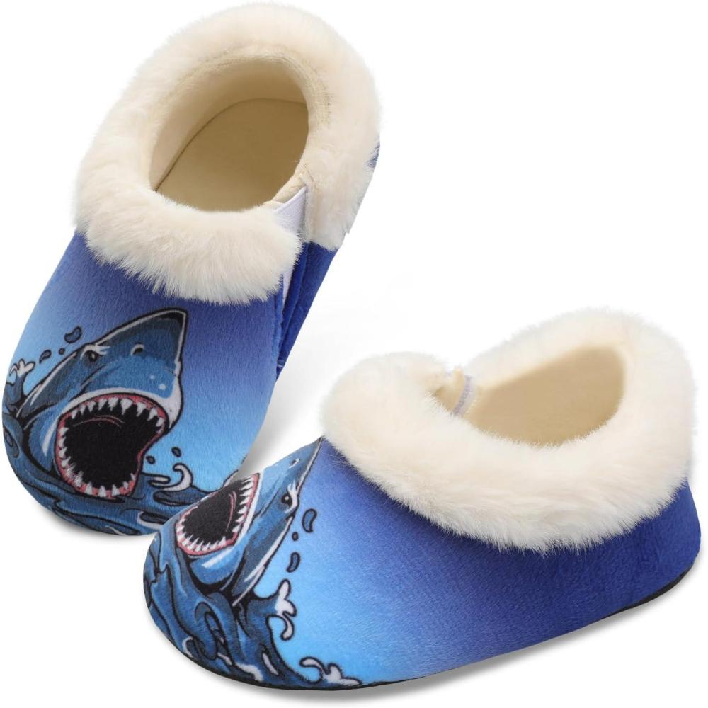 imageCentipede Demon Toddler Slippers for Boys Girls Slip on Kids Baby Toddlers House Shoes Lightweight Barefoot Furry Sock Shoes Indoor Outdoor Warm Walking ShoesJb Blueshark