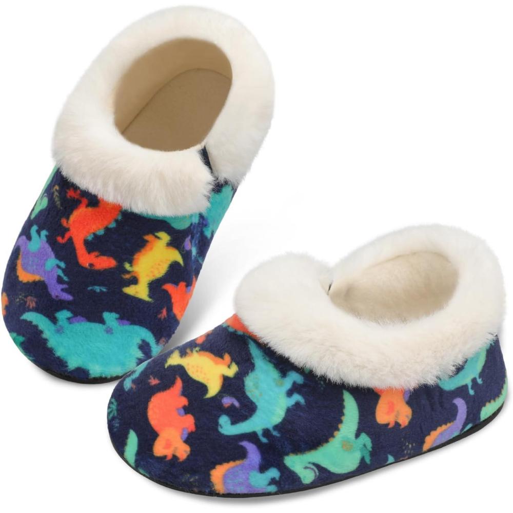 imageCentipede Demon Toddler Slippers for Boys Girls Slip on Kids Baby Toddlers House Shoes Lightweight Barefoot Furry Sock Shoes Indoor Outdoor Warm Walking ShoesPa Navydinosaur