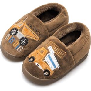 Centipede Demon Plush Warm Slippers for Girls Boys Kids Toddlers Winter Fur Lined Indoor House Home Shoes(Brown)