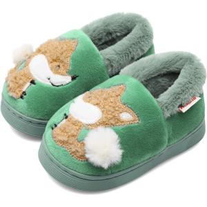 Centipede Demon Plush Warm Slippers for Girls Boys Kids Toddlers Winter Fur Lined Indoor House Home Shoes(Type2 Green)