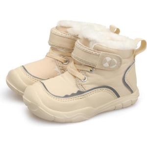 Centipede Demon Toddler Boots Boys Girls Winter Boots Waterproof Fleece Kids Snow Boots Faux Fur Booties Warm Walking Shoes for Indoor Outdoor(Beige)