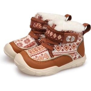 Centipede Demon Toddler Boots Boys Girls Winter Boots Waterproof Fleece Kids Snow Boots Faux Fur Booties Warm Walking Shoes for Indoor Outdoor(Boxi Brown)