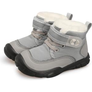 Centipede Demon Toddler Boots Boys Girls Winter Boots Waterproof Fleece Kids Snow Boots Faux Fur Booties Warm Walking Shoes for Indoor Outdoor(Grey)