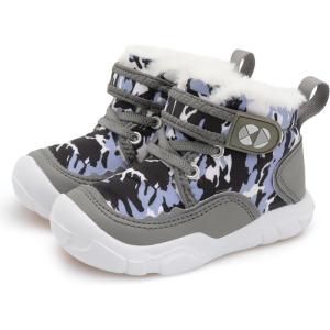 Centipede Demon Toddler Boots Boys Girls Winter Boots Waterproof Fleece Kids Snow Boots Faux Fur Booties Warm Walking Shoes for Indoor Outdoor(Grey Camou)