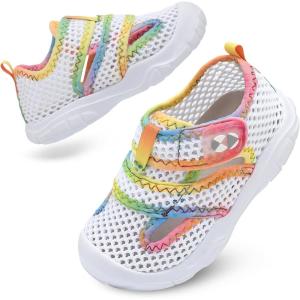Centipede Demon Toddler Sandals for Boys Girls Qucik Dry Kids Water Sandals Outdoor Breathable Aqua Shoes Lightweight Summer Barefoot Shoes for Swim Pool Beach(Qc White)