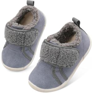 Centipede Demon Toddler Slippers Boys Girls Fuzzy House Slippers Kids Baby House Shoes Indoor Outdoor Winter Shoes Adjustable Warm Sneakers(Solid Grey)