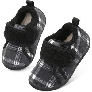 Centipede Demon Toddler Slippers Boys Girls Fuzzy House Slippers Kids Baby House Shoes Indoor Outdoor Winter Shoes Adjustable Warm Sneakers(Tu Plaidpattern)
