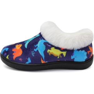 Centipede Demon Toddler Slippers Boys Girls Slip On House Slippers Fuzzy Booties Warm Winter Shoes for Indoor Outdoor(Navydinosaur)