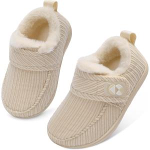 Centipede Demon Toddler Slippers Fuzzy Kids House Slippers Rubber Soles Toddler Winter Shoes Wide Boots for Indoor Outdoor(Beige)