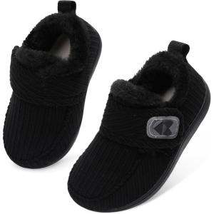 Centipede Demon Toddler Slippers Fuzzy Kids House Slippers Rubber Soles Toddler Winter Shoes Wide Boots for Indoor Outdoor(Black)