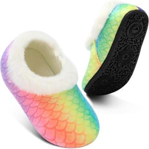 Centipede Demon Toddler Slippers for Boys Girls Slip on Kids Baby Toddlers House Shoes Lightweight Barefoot Furry Sock Shoes Indoor Outdoor Warm Walking Shoes(Rain Bowscale)