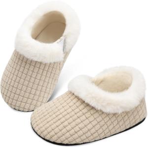 Centipede Demon Toddler Slippers for Boys Girls Slip on Kids Baby Toddlers House Shoes Lightweight Barefoot Furry Sock Shoes Indoor Outdoor Warm Walking Shoes(Ty1 Beige)