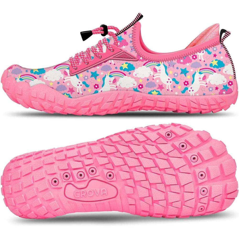 imageBuiltin Heel Grips Water Shoes for Kids Girls Boys Hiking Wide Barefoot Swim Beach Pool Big KidPink Unicorn01