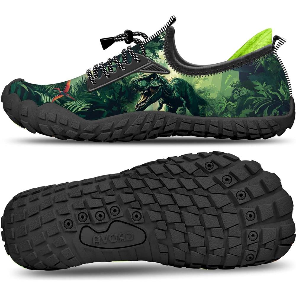 imageBuiltin Heel Grips Water Shoes for Kids Girls Boys Hiking Wide Barefoot Swim Beach Pool Big KidPrehistoric Dinosaur