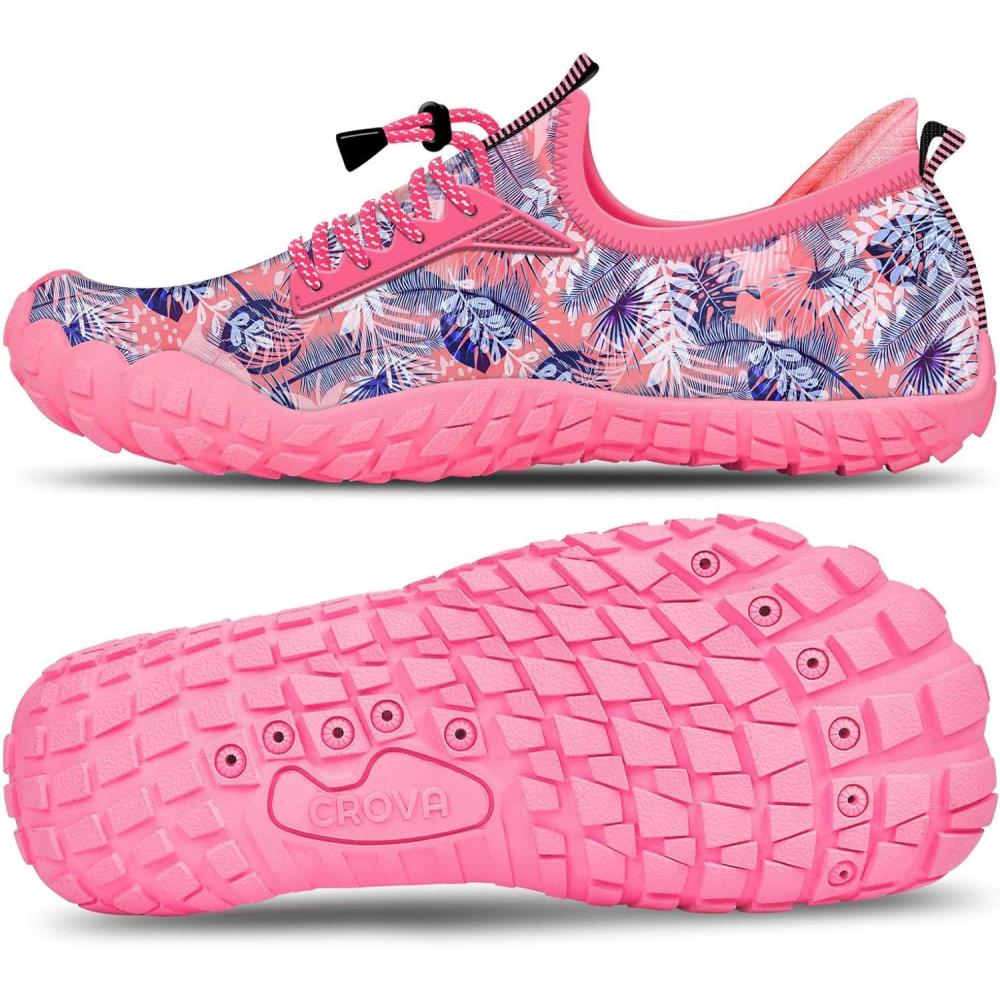 imageBuiltin Heel Grips Water Shoes for Kids Girls Boys Hiking Wide Barefoot Swim Beach Pool Big KidSeaweed Pink