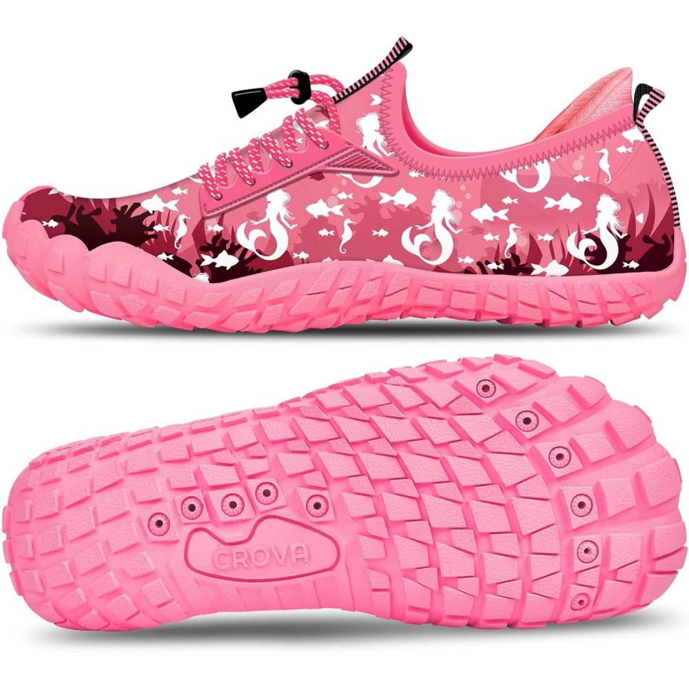 imageBuiltin Heel Grips Water Shoes for Kids Girls Boys Hiking Wide Barefoot Swim Beach Pool Big KidWhite Mermaid