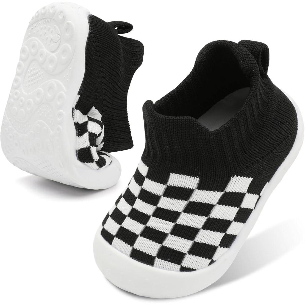 imageCentipede Demon Baby Shoes Baby Boys Girls Sock Shoes Breathable Infants Toddlers Slippers Indoor Outdoor Boots First Walking Shoe Slip On Sneakers Non Slip with Soft Rubber SolesPlaid Blackwhite