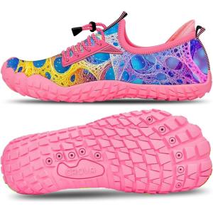 Built-in Heel Grips Water Shoes for Kids Girls Boys Hiking Wide Barefoot Swim Beach Pool Big Kid(Azure Dream)