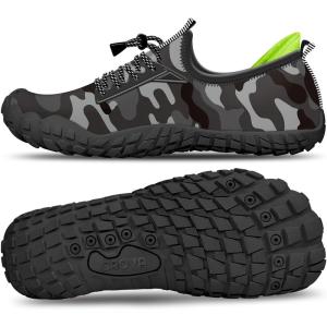 Built-in Heel Grips Water Shoes for Kids Girls Boys Hiking Wide Barefoot Swim Beach Pool Big Kid(Classic Camouflage)