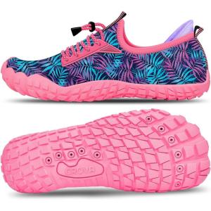 Built-in Heel Grips Water Shoes for Kids Girls Boys Hiking Wide Barefoot Swim Beach Pool Big Kid(Enthusiastic Seaweeds)