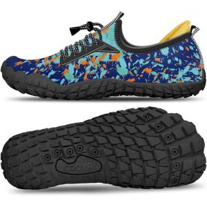Built-in Heel Grips Water Shoes for Kids Girls Boys Hiking Wide Barefoot Swim Beach Pool Big Kid(Magic Blue)