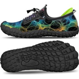 Built-in Heel Grips Water Shoes for Kids Girls Boys Hiking Wide Barefoot Swim Beach Pool Big Kid(Magical Aurora)