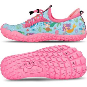 Built-in Heel Grips Water Shoes for Kids Girls Boys Hiking Wide Barefoot Swim Beach Pool Big Kid(Mermaid Sisters)