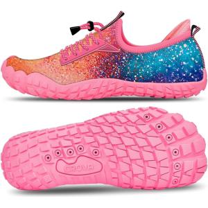 Built-in Heel Grips Water Shoes for Kids Girls Boys Hiking Wide Barefoot Swim Beach Pool Big Kid(Romantic Galaxy)