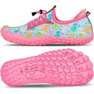 Built-in Heel Grips Water Shoes for Kids Girls Boys Hiking Wide Barefoot Swim Beach Pool Big Kid(Sunshine Beach)