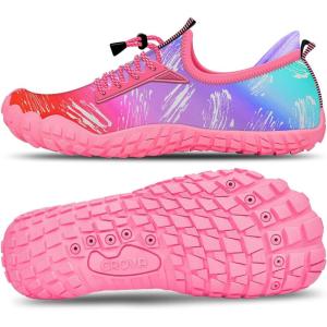 Built-in Heel Grips Water Shoes for Kids Girls Boys Hiking Wide Barefoot Swim Beach Pool Big Kid(Sunshine Dance)