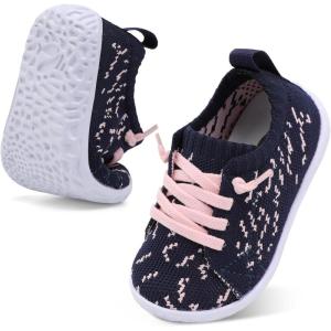 Centipede Demon Baby Shoes Baby Boy Girl First Walking Shoes Breathable Barefoot Infant Shoe Lightweight Slip On Sneakers Soft Sock Shoe(Navypinkflower)