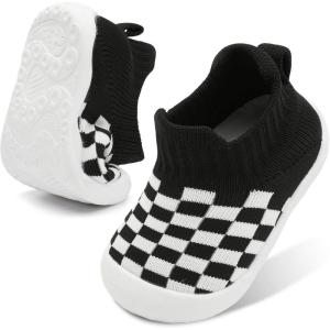 Centipede Demon Baby Shoes Baby Boys Girls Sock Shoes Breathable Infants Toddlers Slippers Indoor Outdoor Boots First Walking Shoe Slip On Sneakers Non Slip with Soft Rubber Soles(Plaid Blackwhite)
