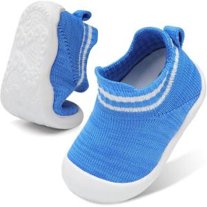 Centipede Demon Baby Shoes Baby Boys Girls Sock Shoes Breathable Infants Toddlers Slippers Indoor Outdoor Boots First Walking Shoe Slip On Sneakers Non Slip with Soft Rubber Soles(Stripeskyblue)