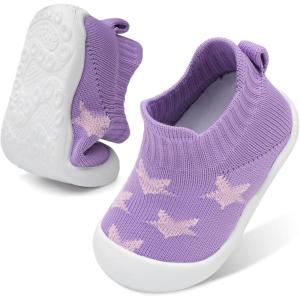 Centipede Demon Baby Shoes Baby Boys Girls Sock Shoes Breathable Infants Toddlers Slippers Indoor Outdoor Boots First Walking Shoe Slip On Sneakers Non Slip with Soft Rubber Soles(Star Purple)