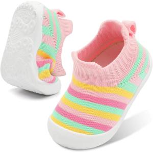 Centipede Demon Baby Shoes Baby Boys Girls Sock Shoes Breathable Infants Toddlers Slippers Indoor Outdoor Boots First Walking Shoe Slip On Sneakers Non Slip with Soft Rubber Soles(Color Stripe)