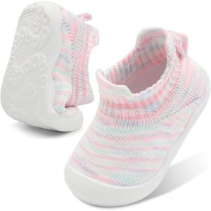 Centipede Demon Baby Shoes Baby Boys Girls Sock Shoes Breathable Infants Toddlers Slippers Indoor Outdoor Boots First Walking Shoe Slip On Sneakers Non Slip with Soft Rubber Soles(White Flpink)