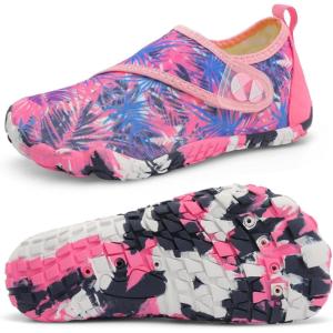Centipede Demon Kids Water Shoes Girls Boys Quick Dry Aqua Shoes Barefoot Water Sneakers for Beach Swim Pool Boats Outdoor Water Sports Little/Big Kid(Ty6 Pinknayleaf)