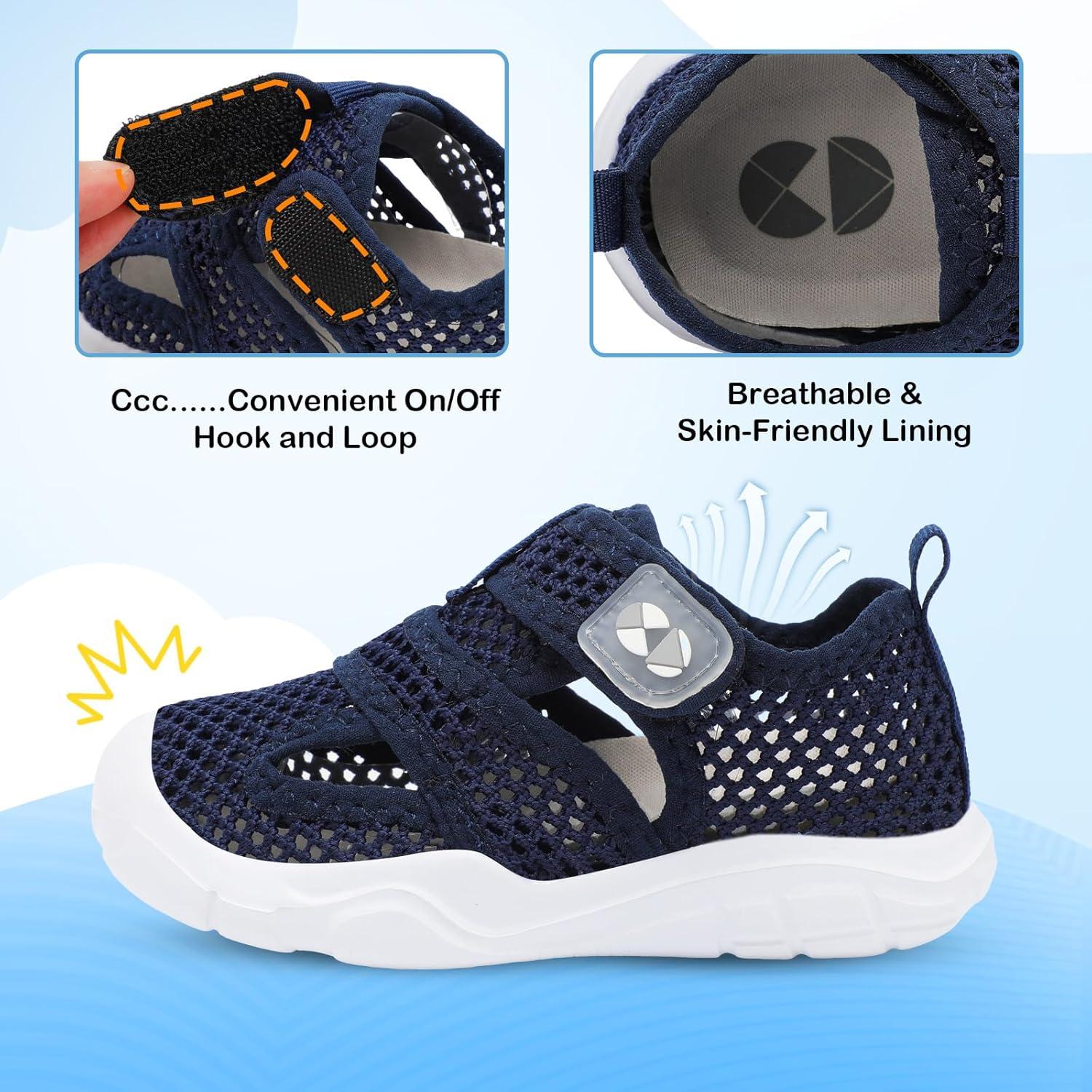 image:imageCentipede Demon Toddler Sandals for Boys Girls Kids Water Sandals Outdoor Breathable Aqua Shoes Summer Barefoot Shoes Lightweight Qucik Dry for Swim Pool BeachDark Blue